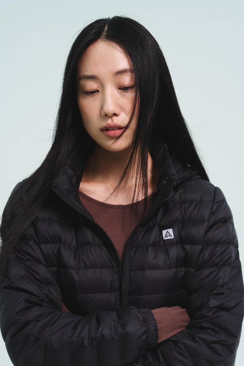 하스 후디드 덕다운 경량 패딩 여성